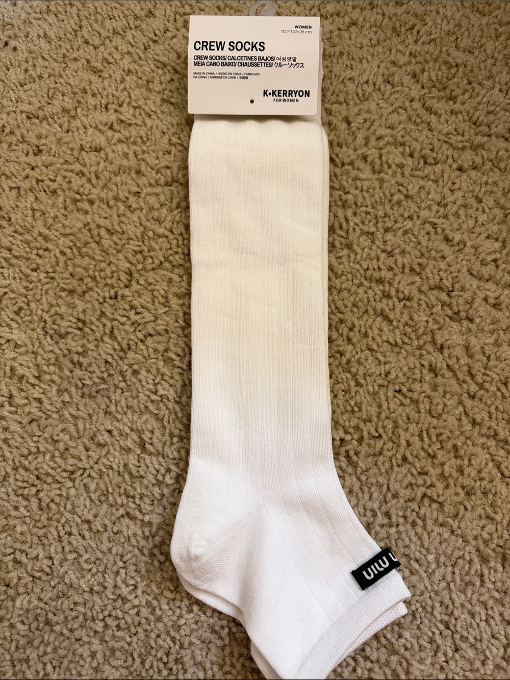 Cotton White Crew Socks with opening